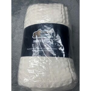 Gorilla Grip Shower Curtain Ivory Textured‎ Fabric Bathroom Decor 72x72